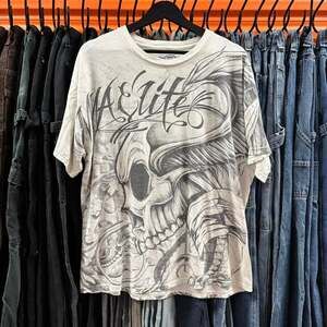 Vintage MMA Elite All Over Print Skull Shirt Y2K Grunge Skater Grail XL